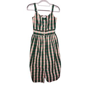 Emily and Fin green and pink striped sun dress‎ midi